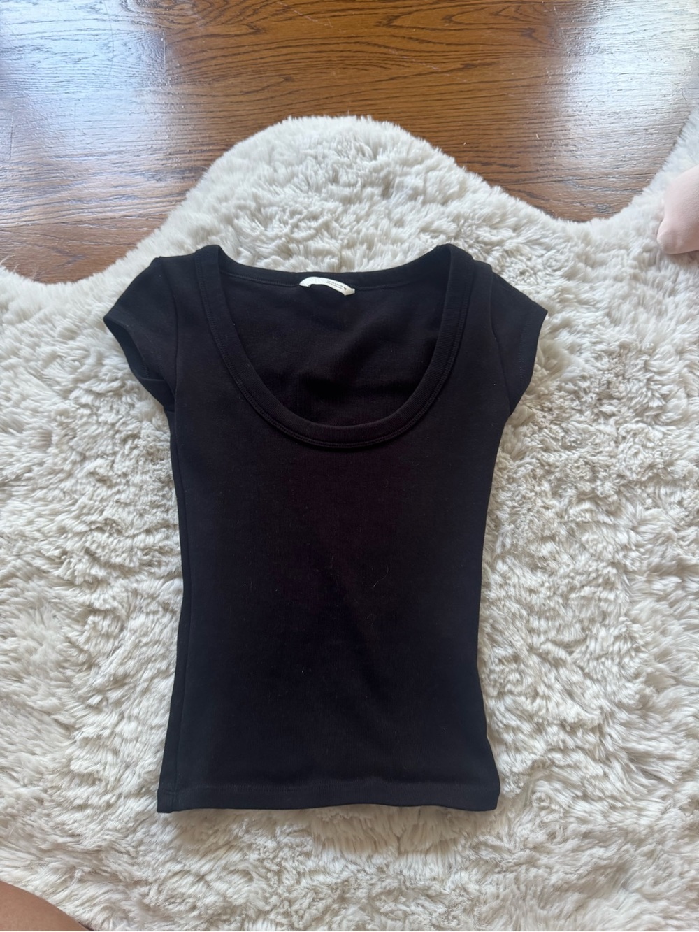 Zara Black Scoop Neck Short Sleeve Top